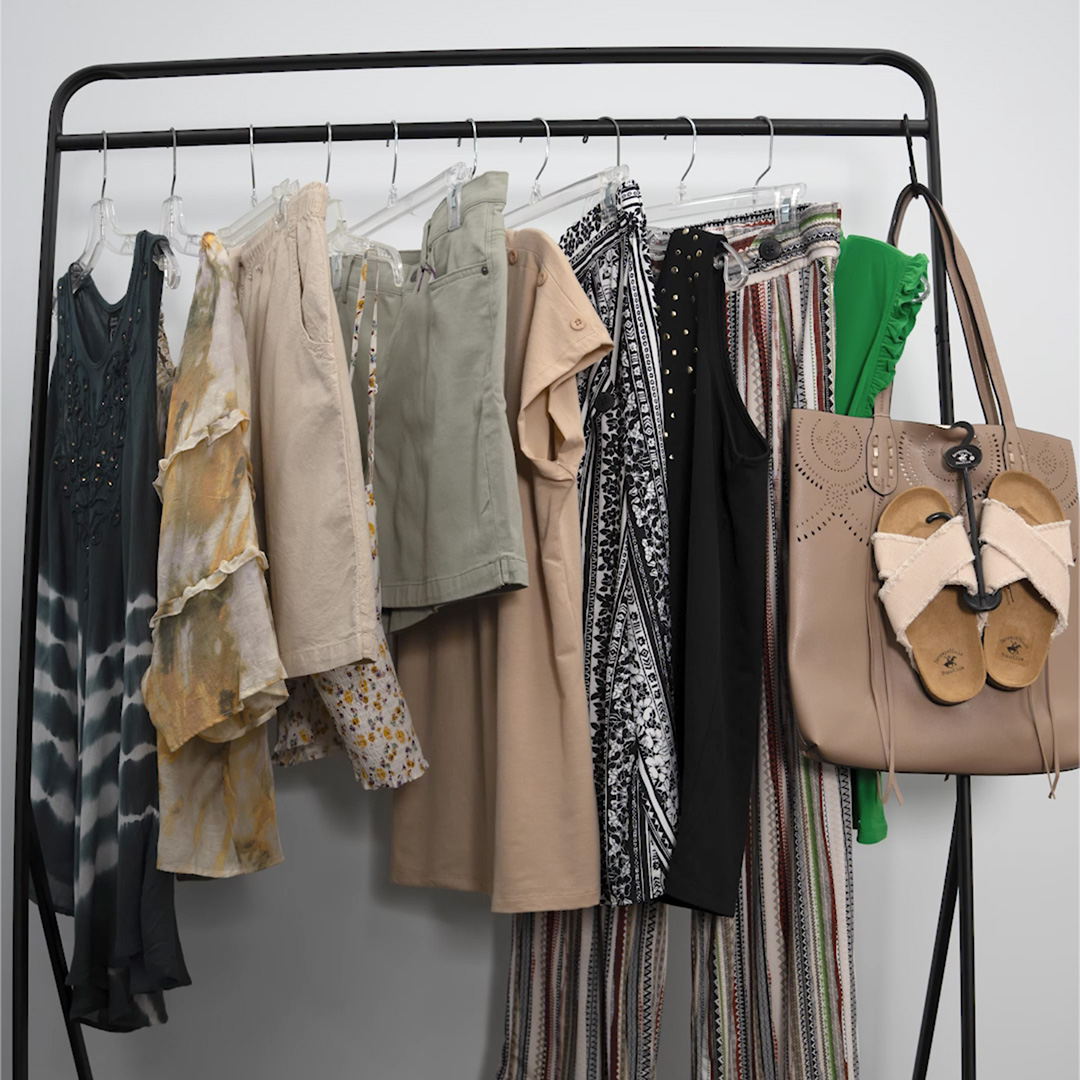 clothes on clothing rack